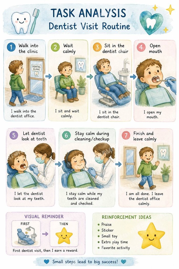 Preview of the Dentist Visit Visual Schedule (Boy version)
