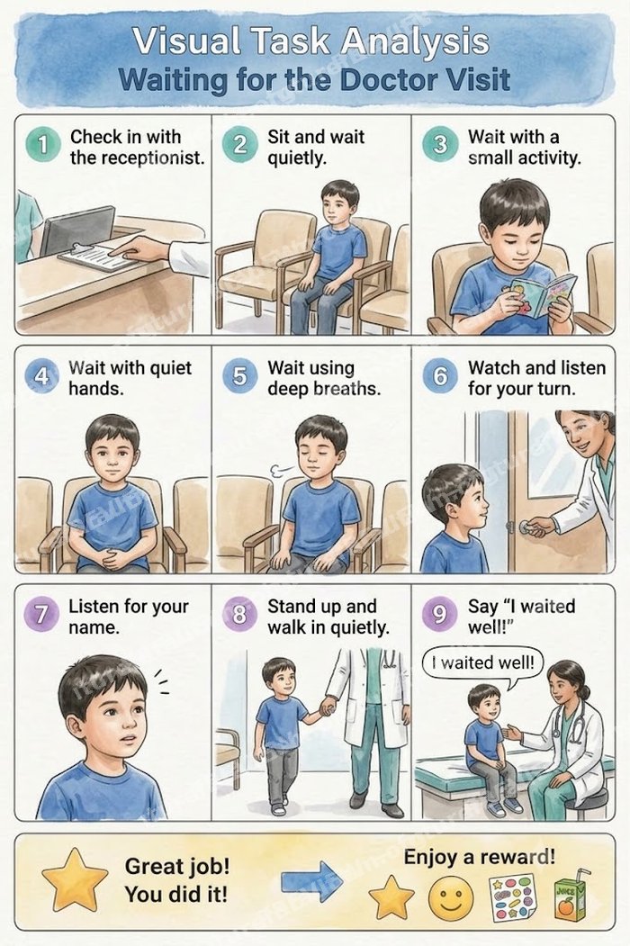 Preview of the Doctor Visit Visual Schedule (Boy version)