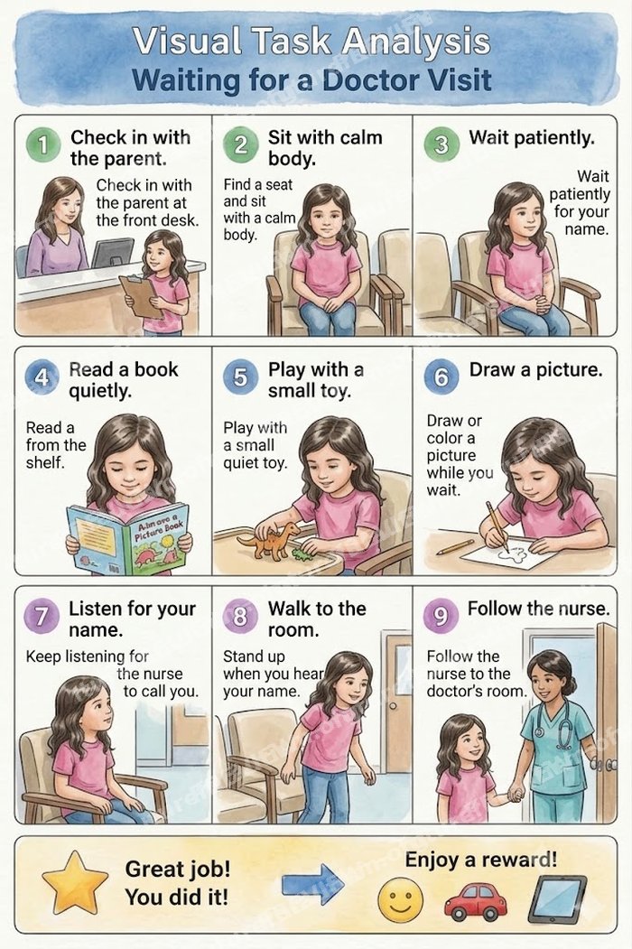 Preview of the Doctor Visit Visual Schedule (Girl version)