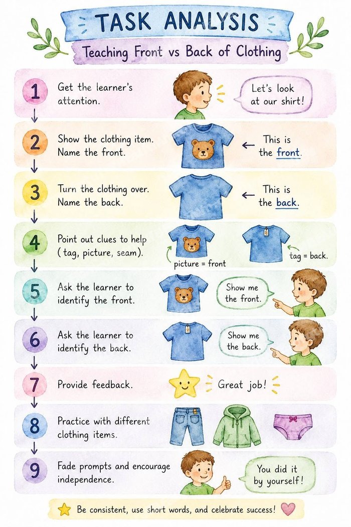 Preview of the Front vs Back of Clothing Visual Schedule — 9-step picture chart