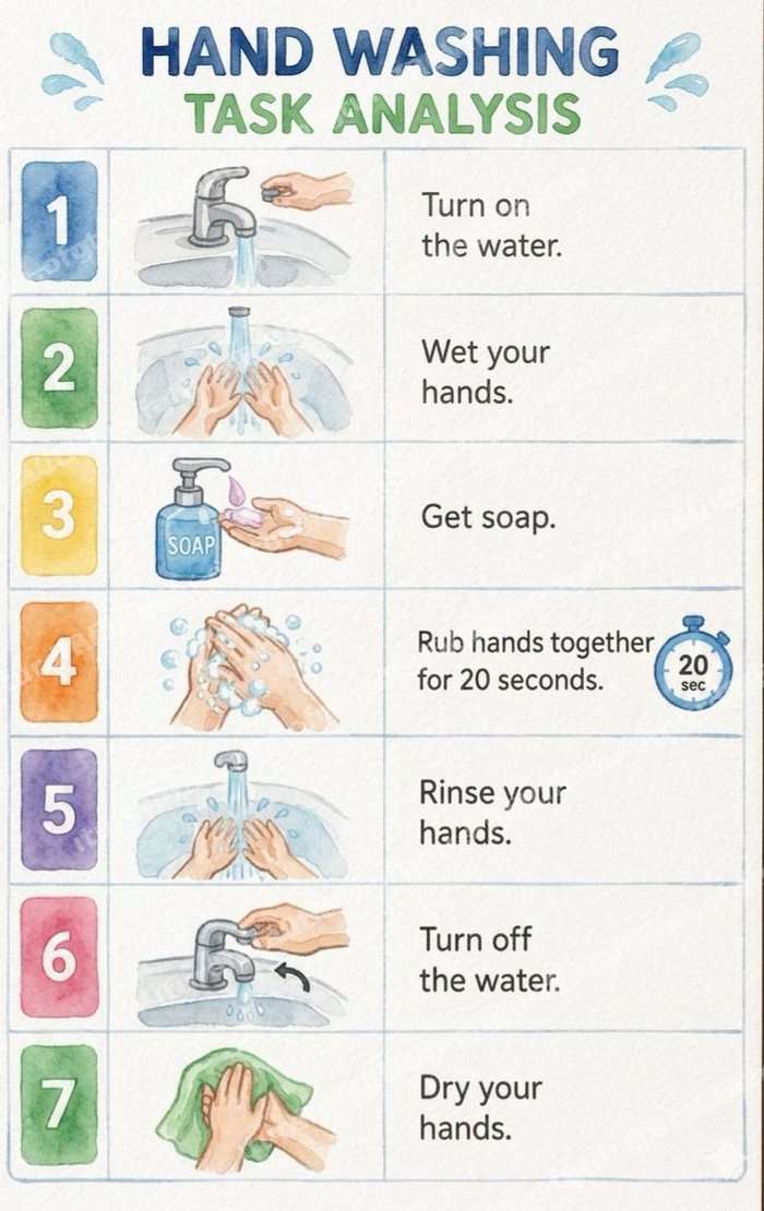 Preview of the Handwashing Visual Schedule — 7-step picture chart