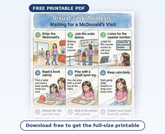 Preview of the McDonald's Visit Visual Schedule (Girl version)