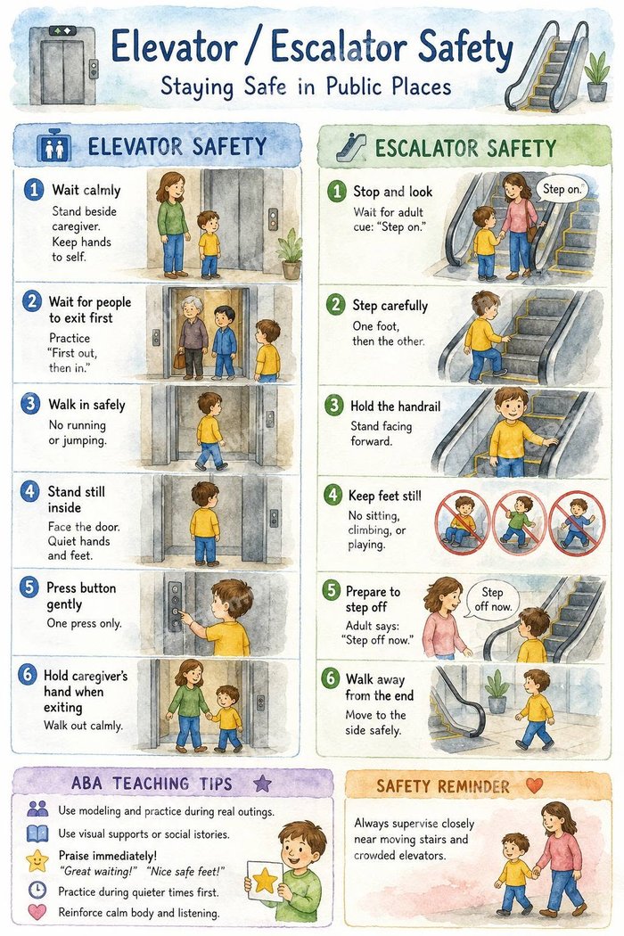 Preview of the Public Transport Safety Visual Schedule — 12-step picture chart