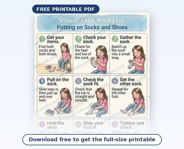 Preview of the Putting on Socks and Shoes Visual Task Analysis (Girl version)