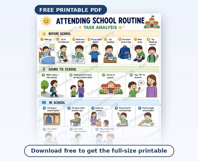 Preview of the School Routine Visual Schedule — 4-step picture chart