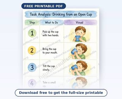 Preview of the Drinking from an Open Cup Visual Schedule PDF