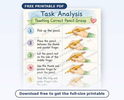 Preview of the Correct Pencil Grasp Visual Schedule PDF