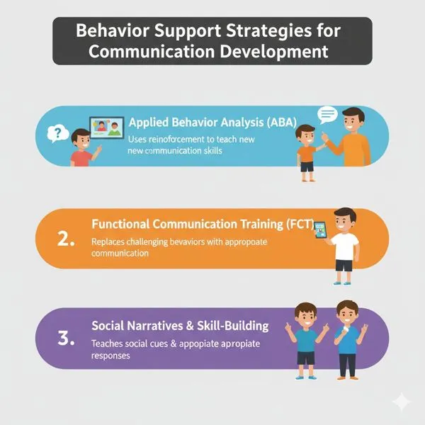 Behavior support strategies for communication development: ABA, functional communication training, and social skill-building