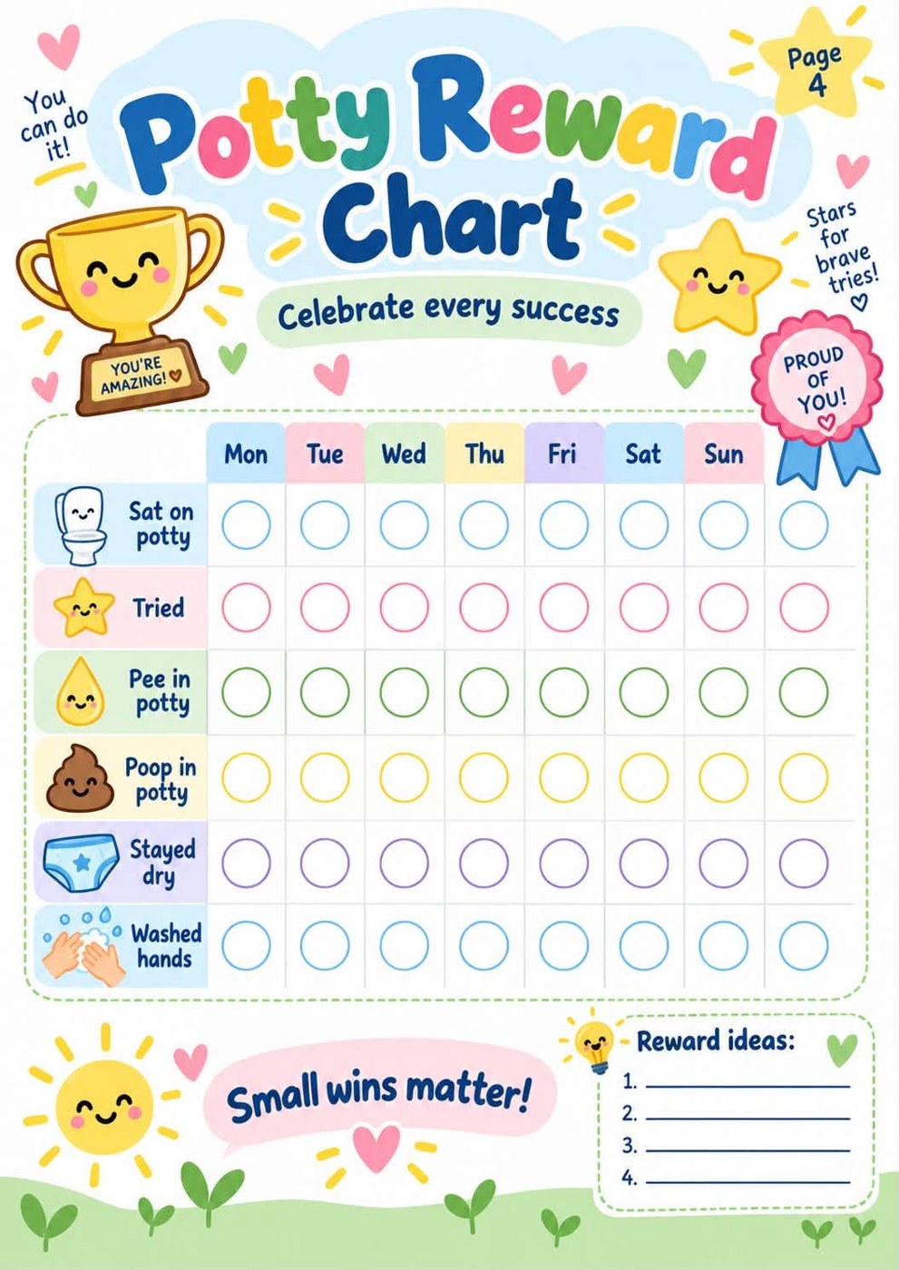 Potty training pack: Potty Reward Chart