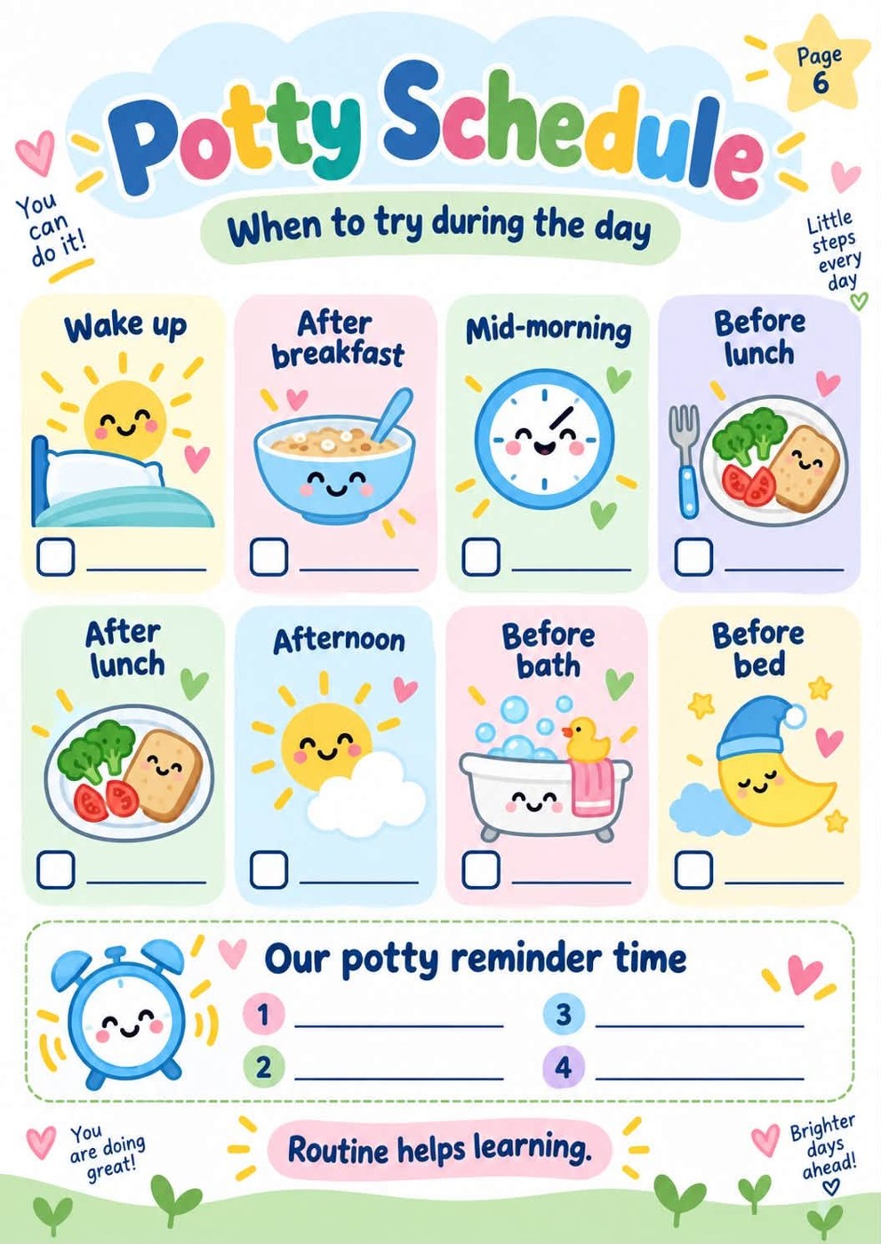 Potty training visual pack: Potty Schedule