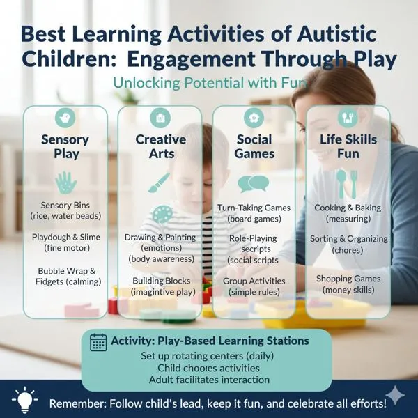 Best learning activities for autistic children: sensory play, creative arts, social games, and life skills fun
