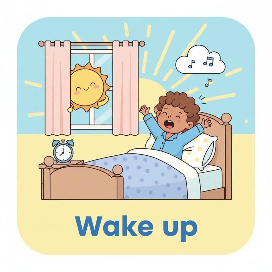 Visual schedule card: Wake Up